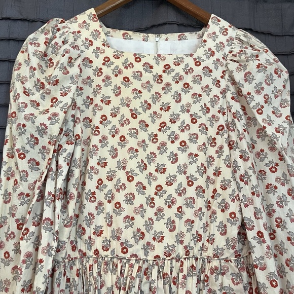 Vintage Liberty Of London Pattern Red Ecru Floral  Dress Drop Waist Size 6/8 - Picture 3 of 9